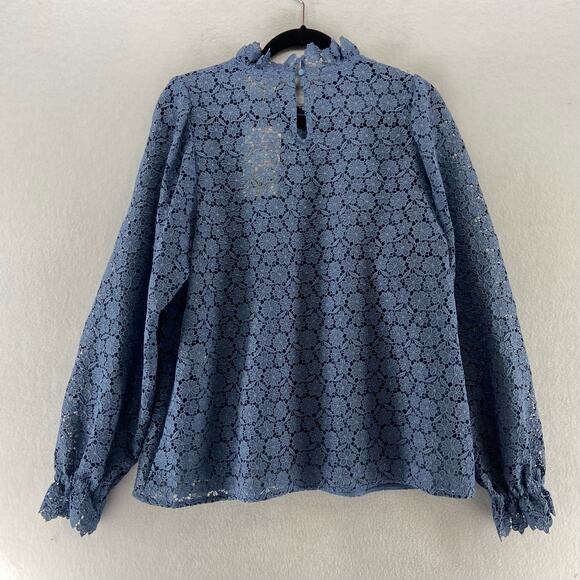 Sezane Blue Lace Blouse - Picture 8 of 8